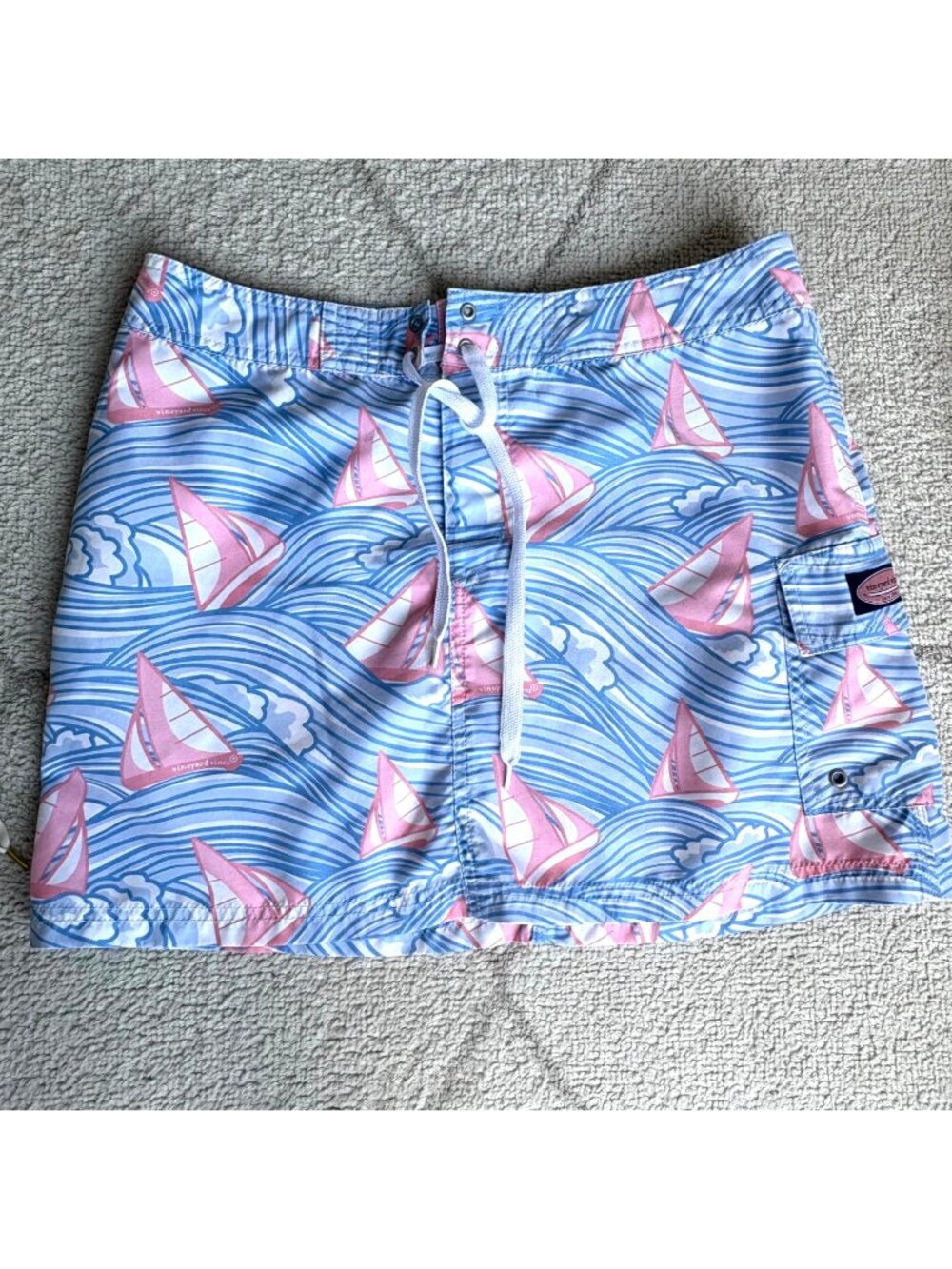 Vineyard Vines Pink Sailboat Print Board Skirt Preppy Coastal Nautical sz 4